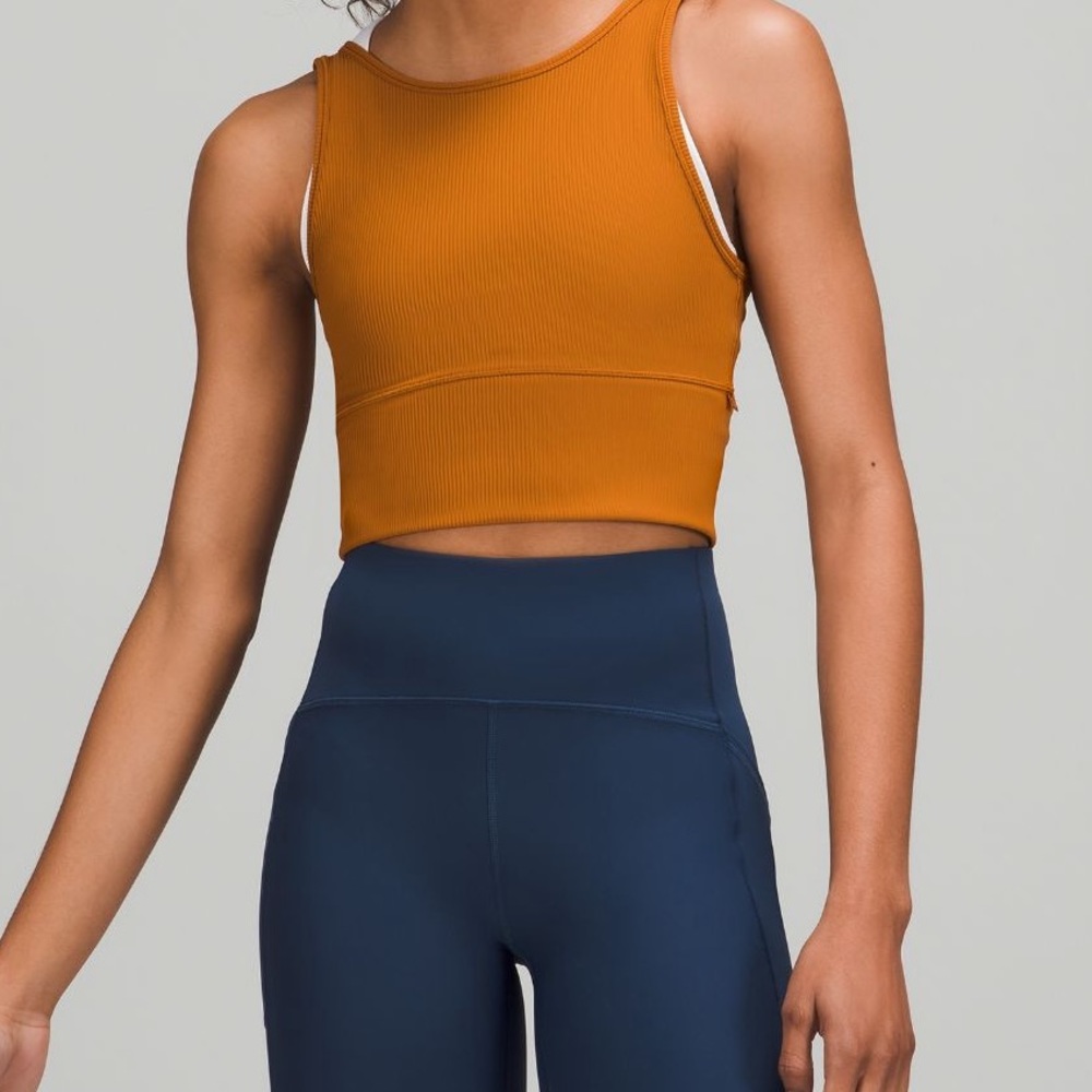 Lululemon Power Pivot Ribbed Tank Top Copper Brown